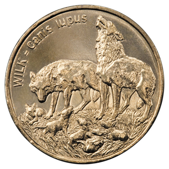 2 zł 1999 - Zwierzęta świata: Wilk (łac. Canis lupus)
