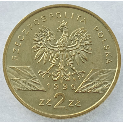 2 zł 1996 - Zwierzęta świata: Jeż (łac. Erinaceus europaeus)