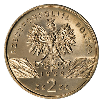 2 zł 1999 - Zwierzęta świata: Wilk (łac. Canis lupus)