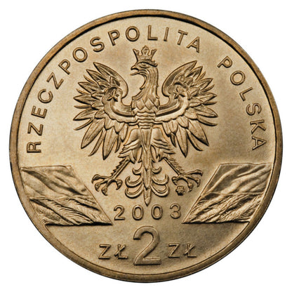 2 zł 2003 -Zwierzęta świata: Węgorz europejski (łac. Anguilla anguilla)